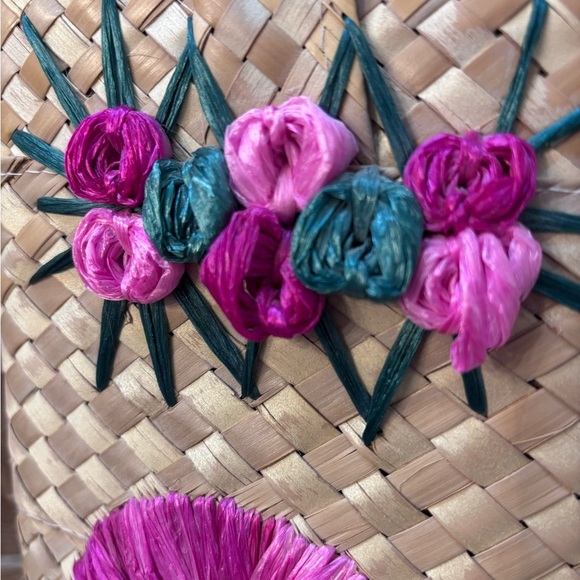 Pink Floral Woven Tote Bag - Picture 6 of 6